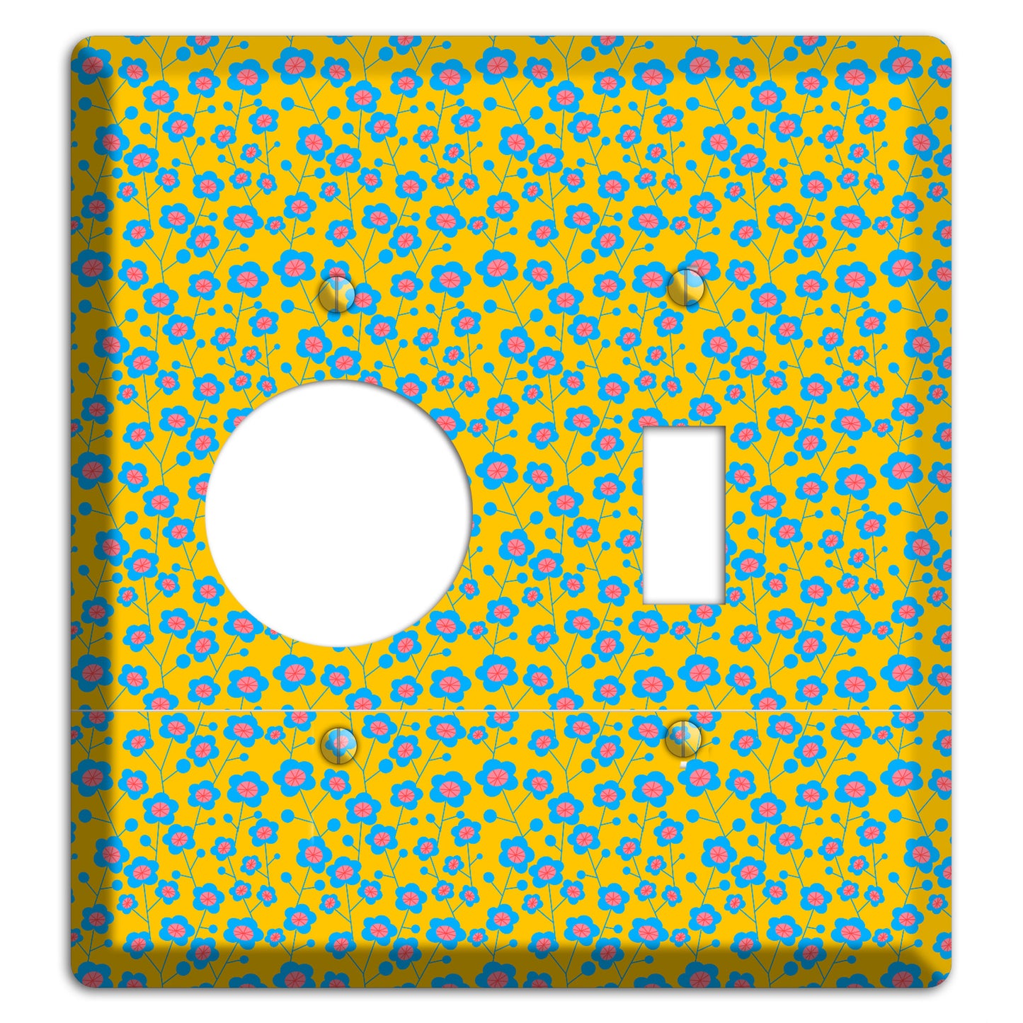 Yellow Blue Pink Calico Receptacle / Toggle Wallplate