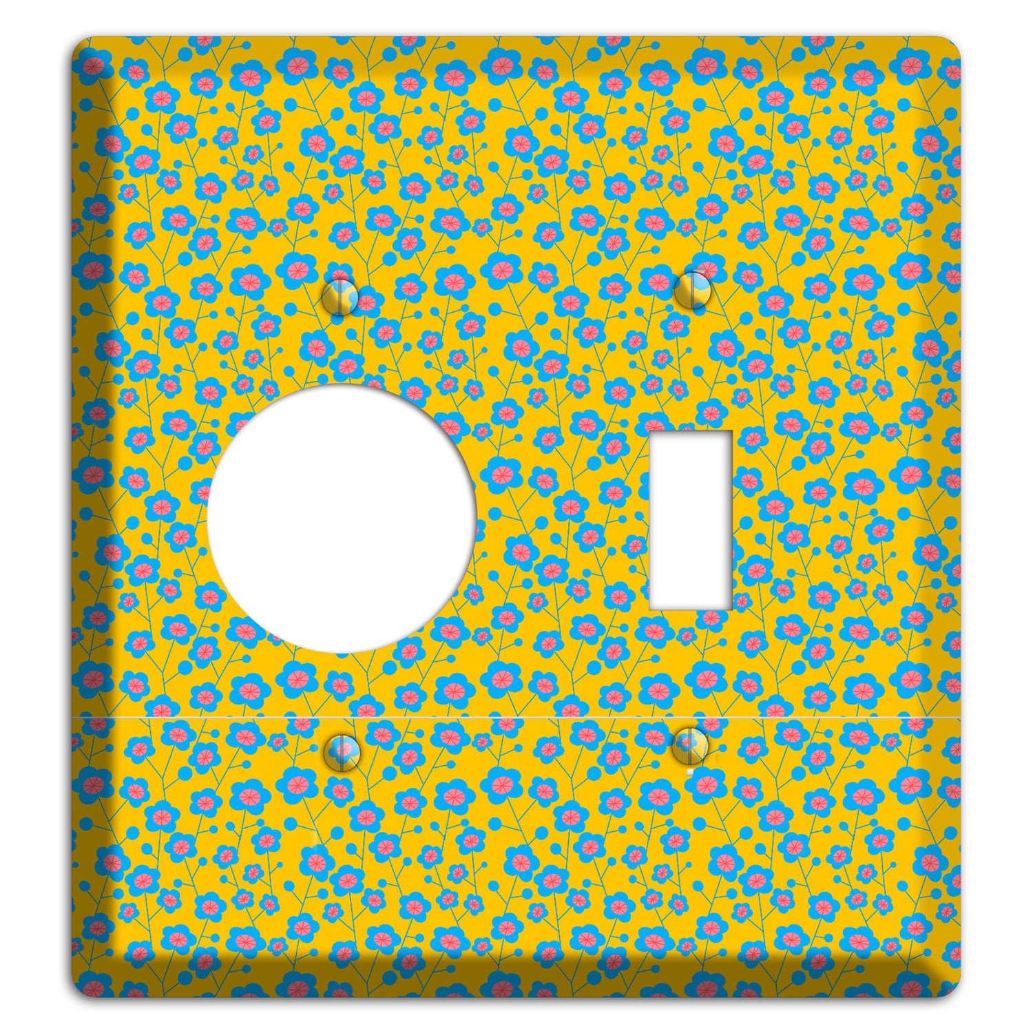 Yellow Blue Pink Calico Receptacle / Toggle Wallplate