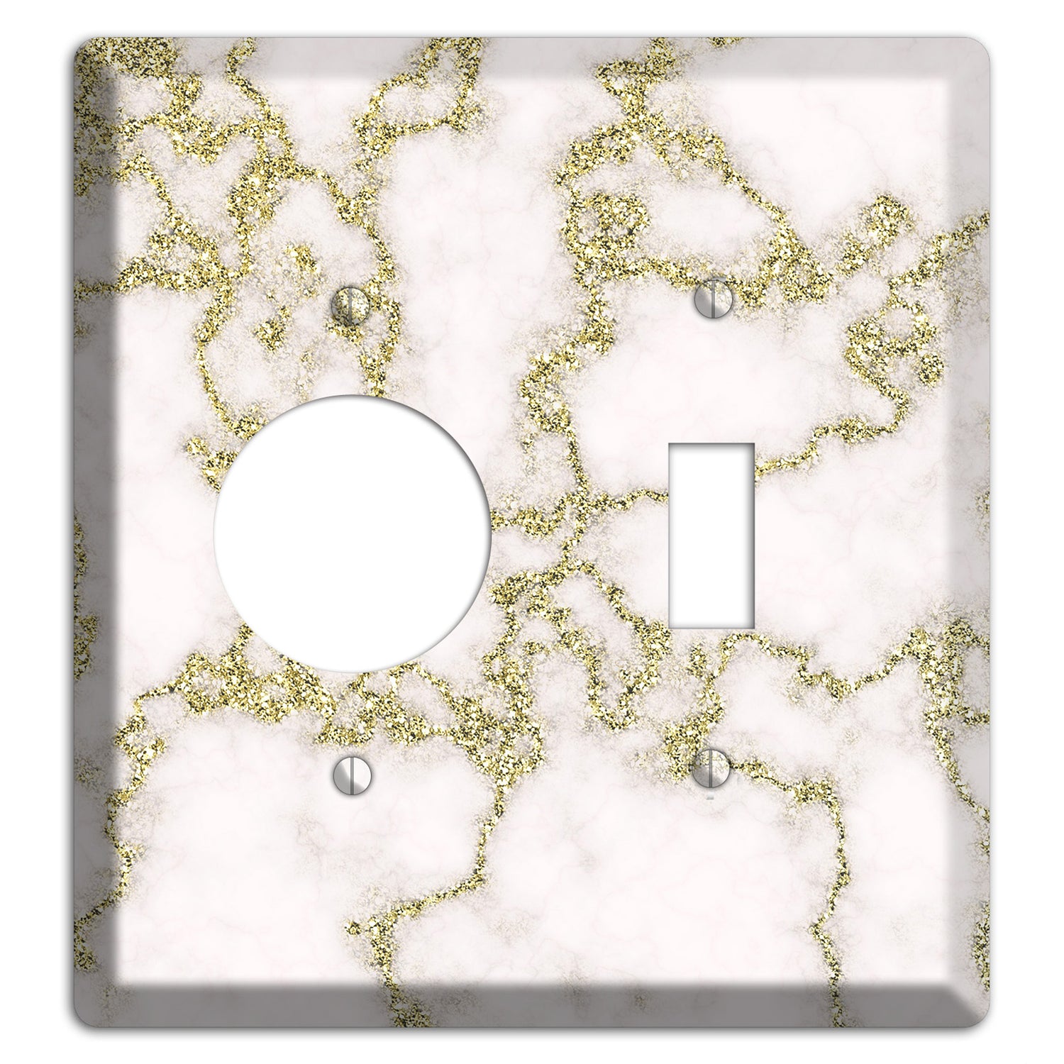 White and Gold Marble Shatter Receptacle / Toggle Wallplate