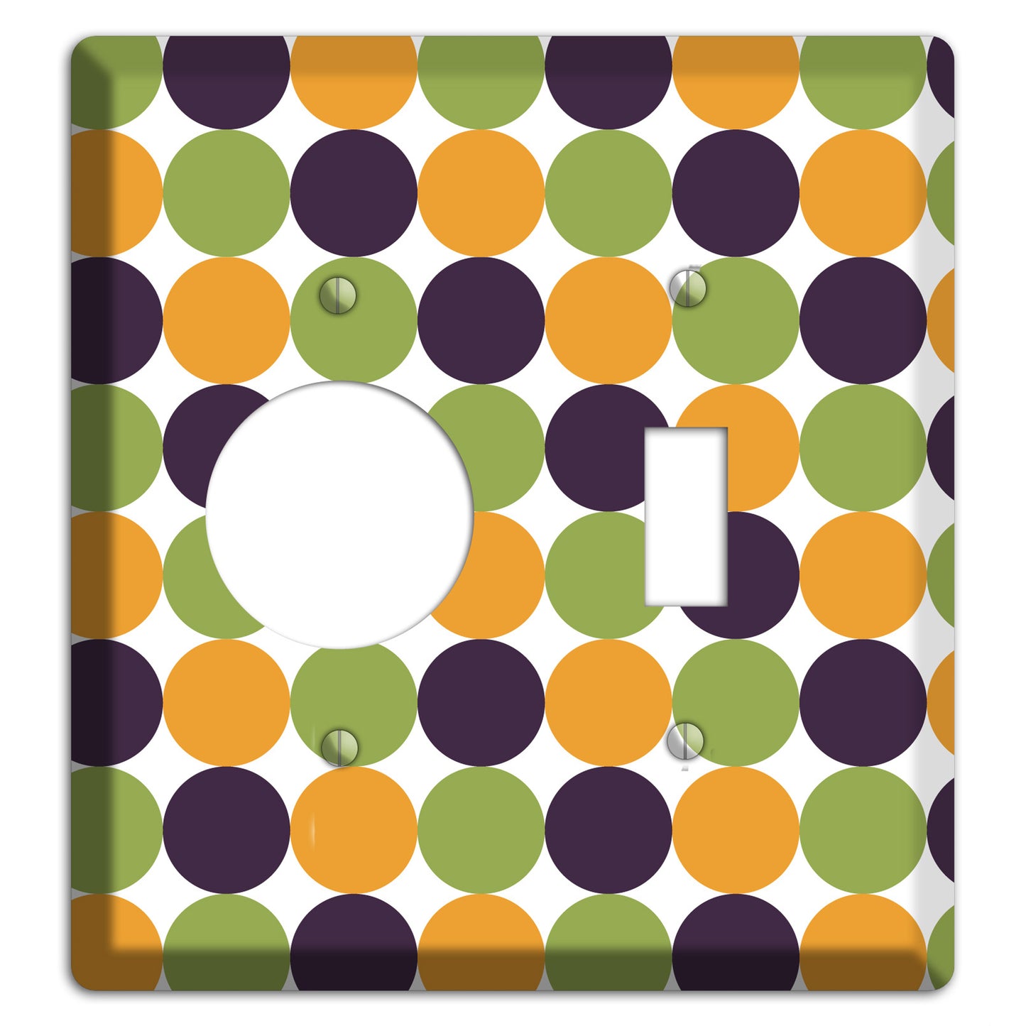 Olive Eggplant Orange Tiled Dots Receptacle / Toggle Wallplate