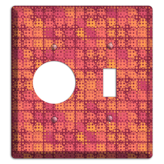 Coral Grunge Squares Receptacle / Toggle Wallplate