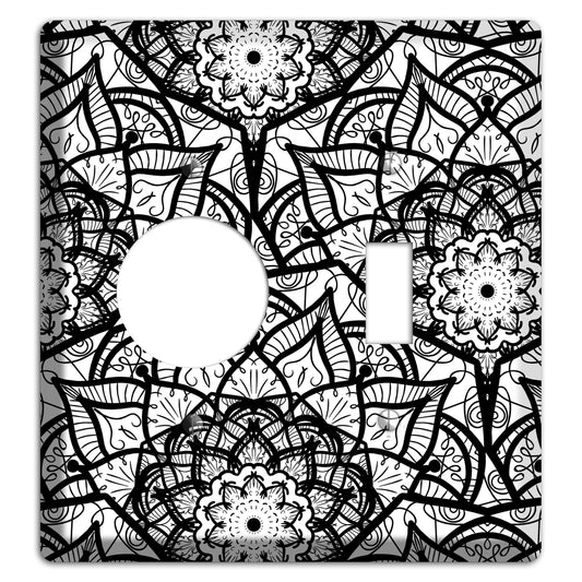 Mandala Black and White Style U Cover Plates Receptacle / Toggle Wallplate