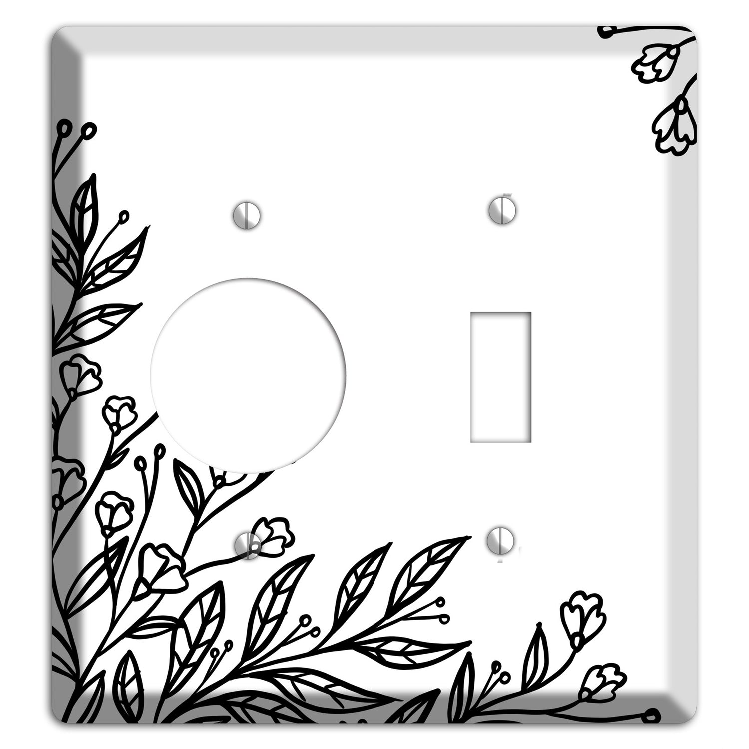 Hand-Drawn Floral 2 Receptacle / Toggle Wallplate