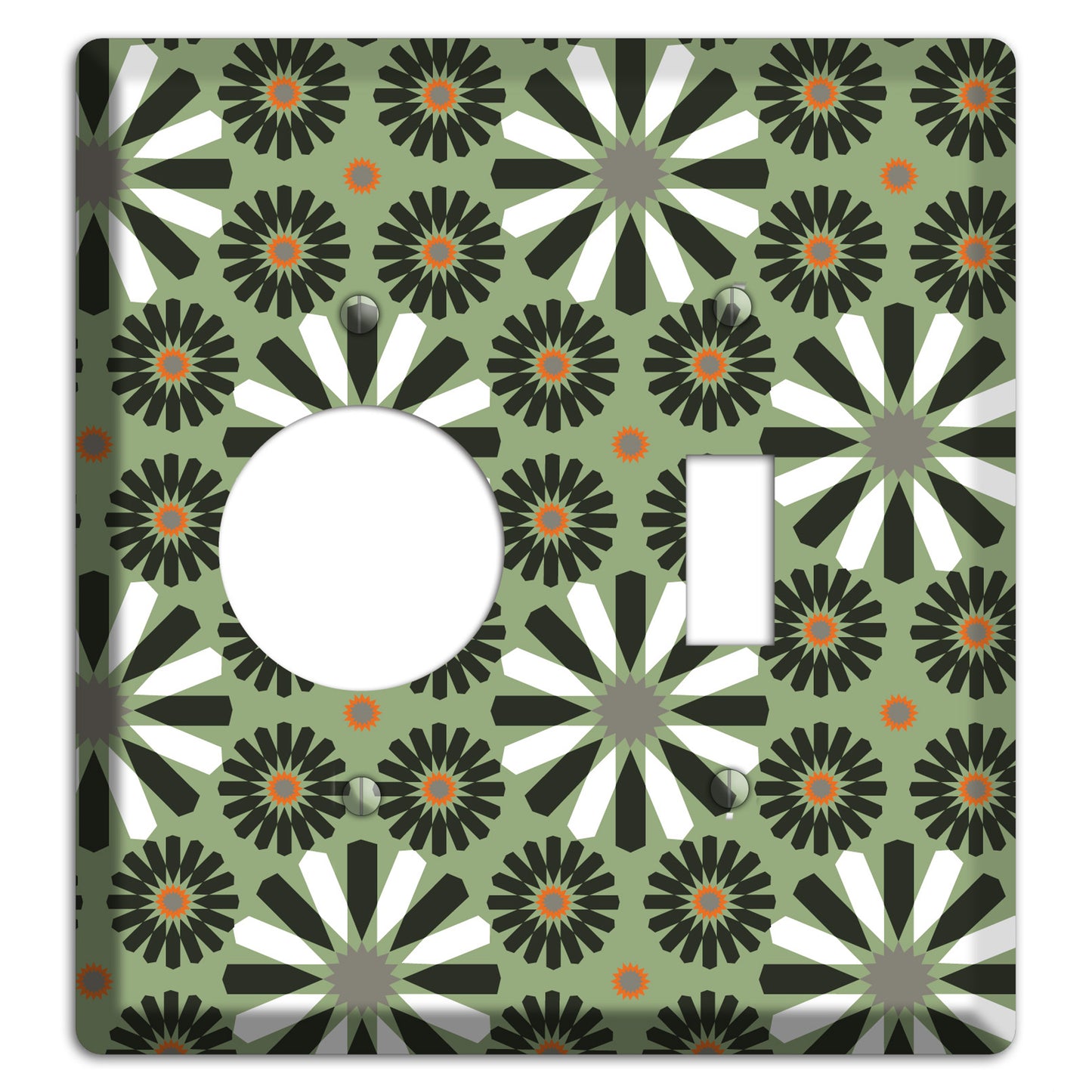 Olive with Scandinavian Floral Receptacle / Toggle Wallplate