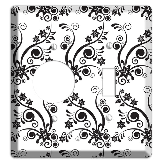 Scrolled Floral Toile Receptacle / Toggle Wallplate