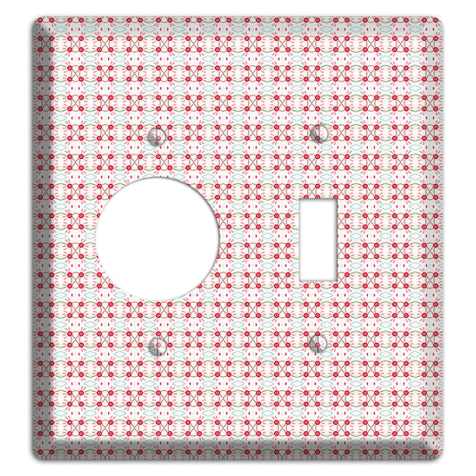 White with Red Ball and Stick Tapestry Receptacle / Toggle Wallplate