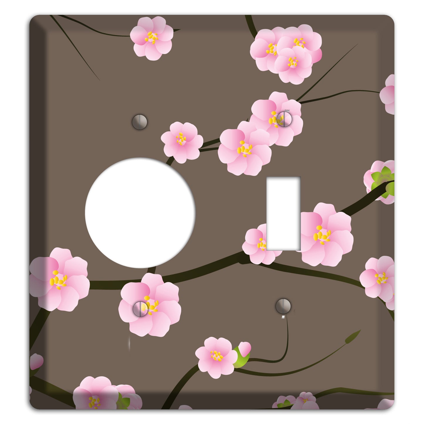 Pink and Brown Cherry Blossoms Receptacle / Toggle Wallplate