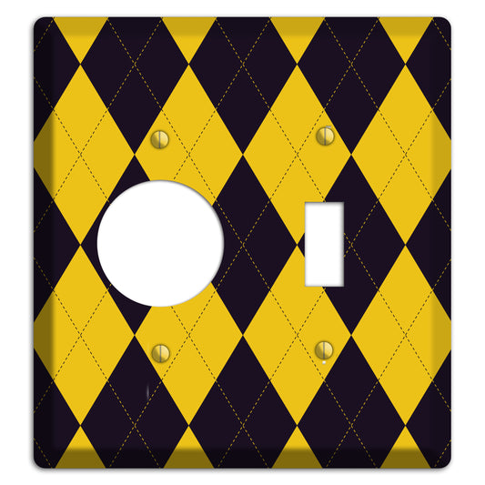 Yellow and Dark Purple Argyle Receptacle / Toggle Wallplate