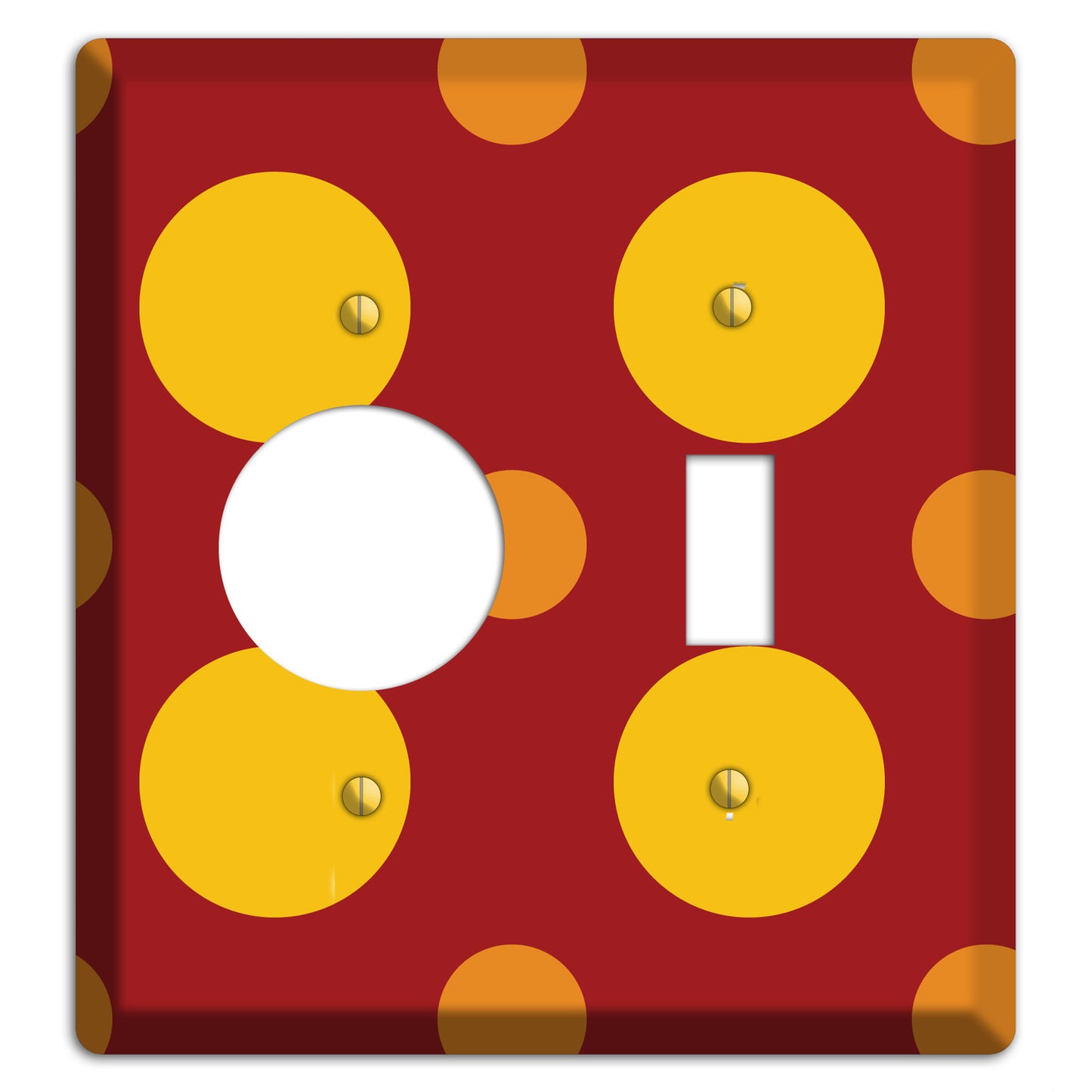 Red with Multi Orange Multi Medium Polka Dots Receptacle / Toggle Wallplate