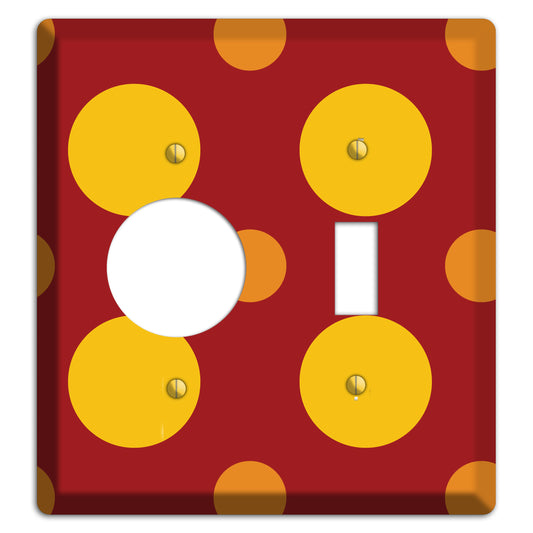 Red with Multi Orange Multi Medium Polka Dots Receptacle / Toggle Wallplate