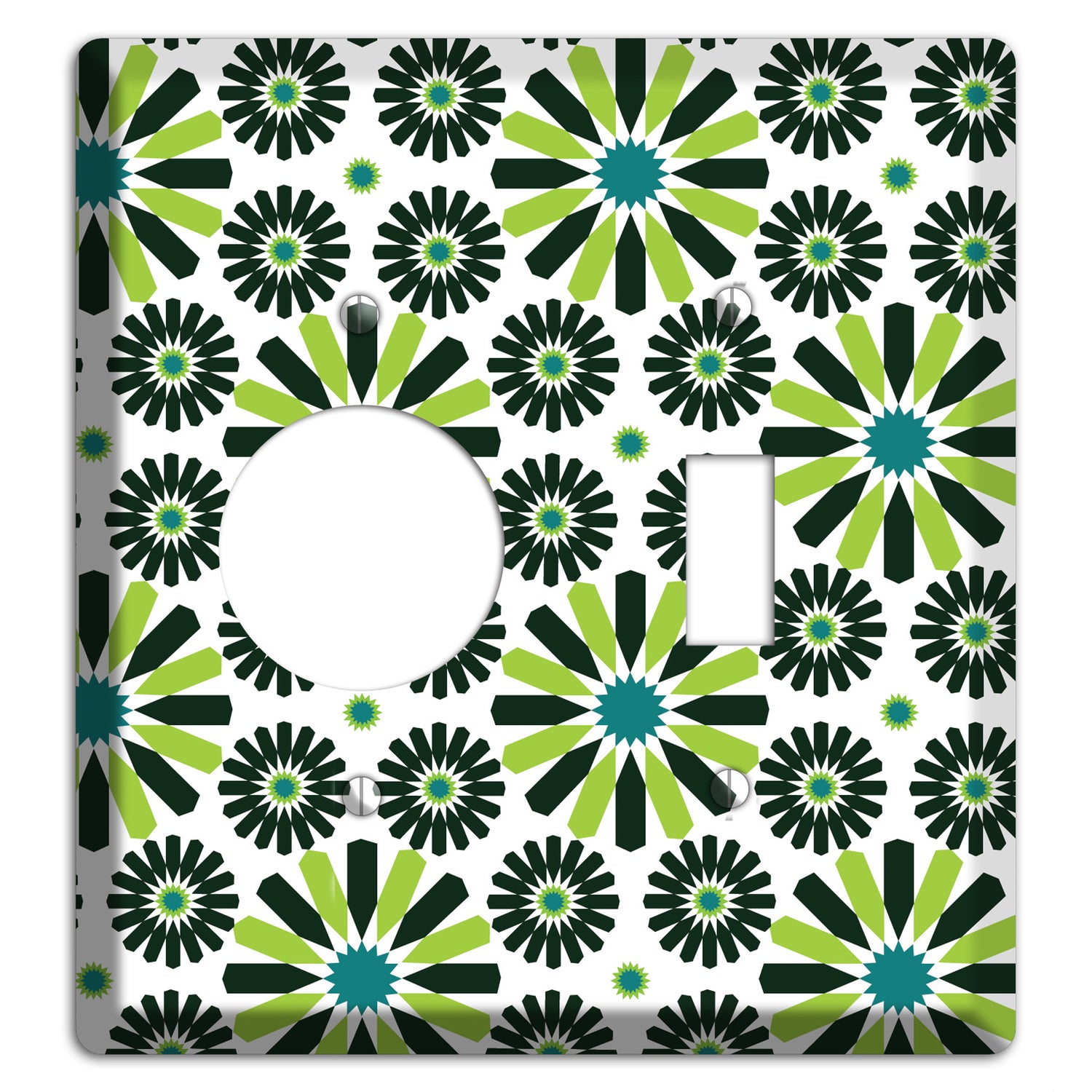 Lime and Teal Scandinavian Floral Receptacle / Toggle Wallplate