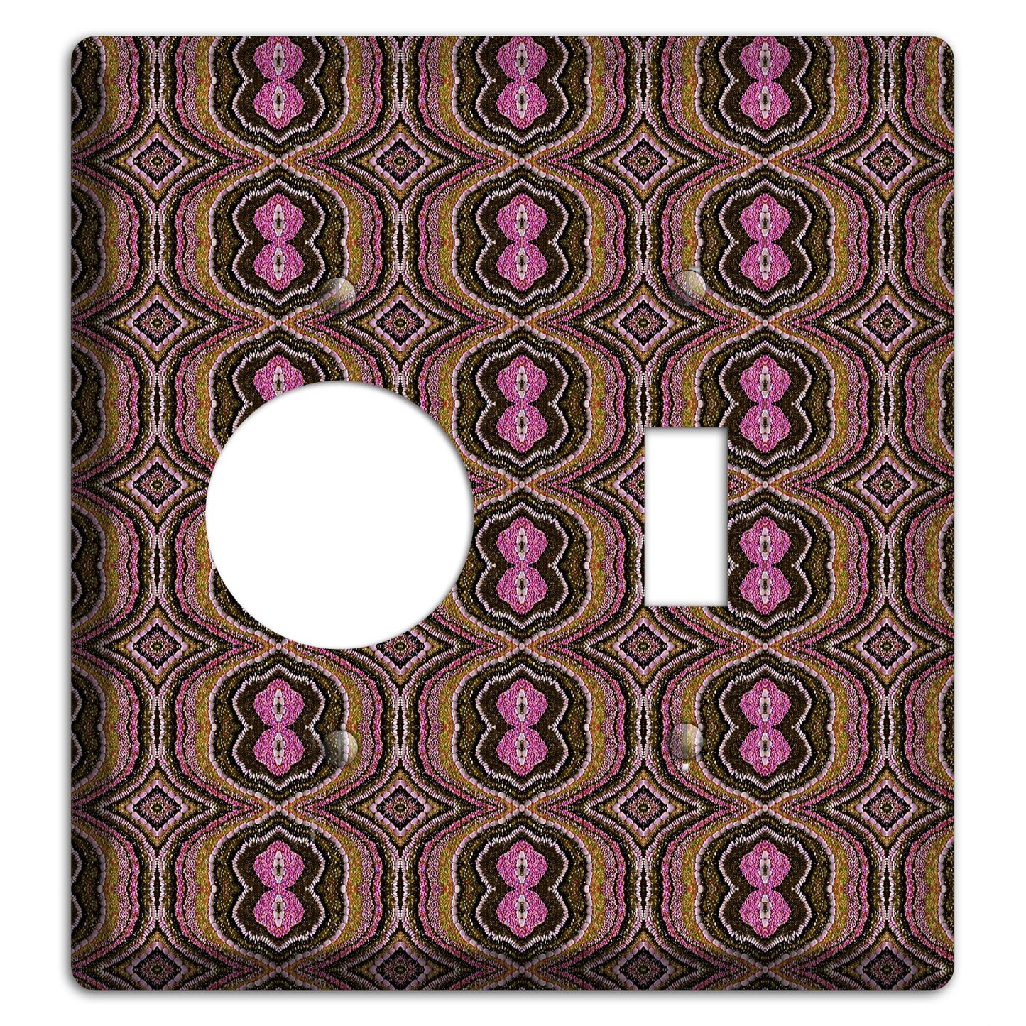 Pink and Brown Tapestry Receptacle / Toggle Wallplate