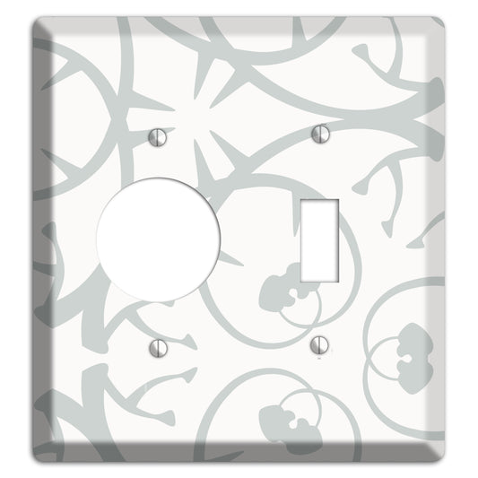 White with Grey Abstract Swirl Receptacle / Toggle Wallplate