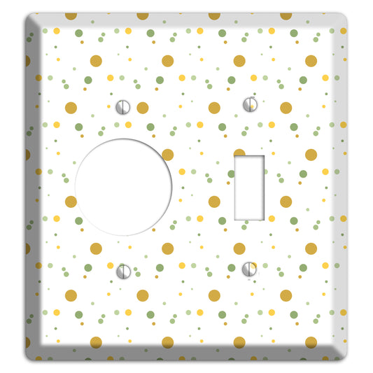 White with Multi Olive Tiny Dots Receptacle / Toggle Wallplate