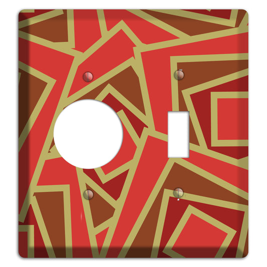 Red and Brown Retro Cubist Receptacle / Toggle Wallplate