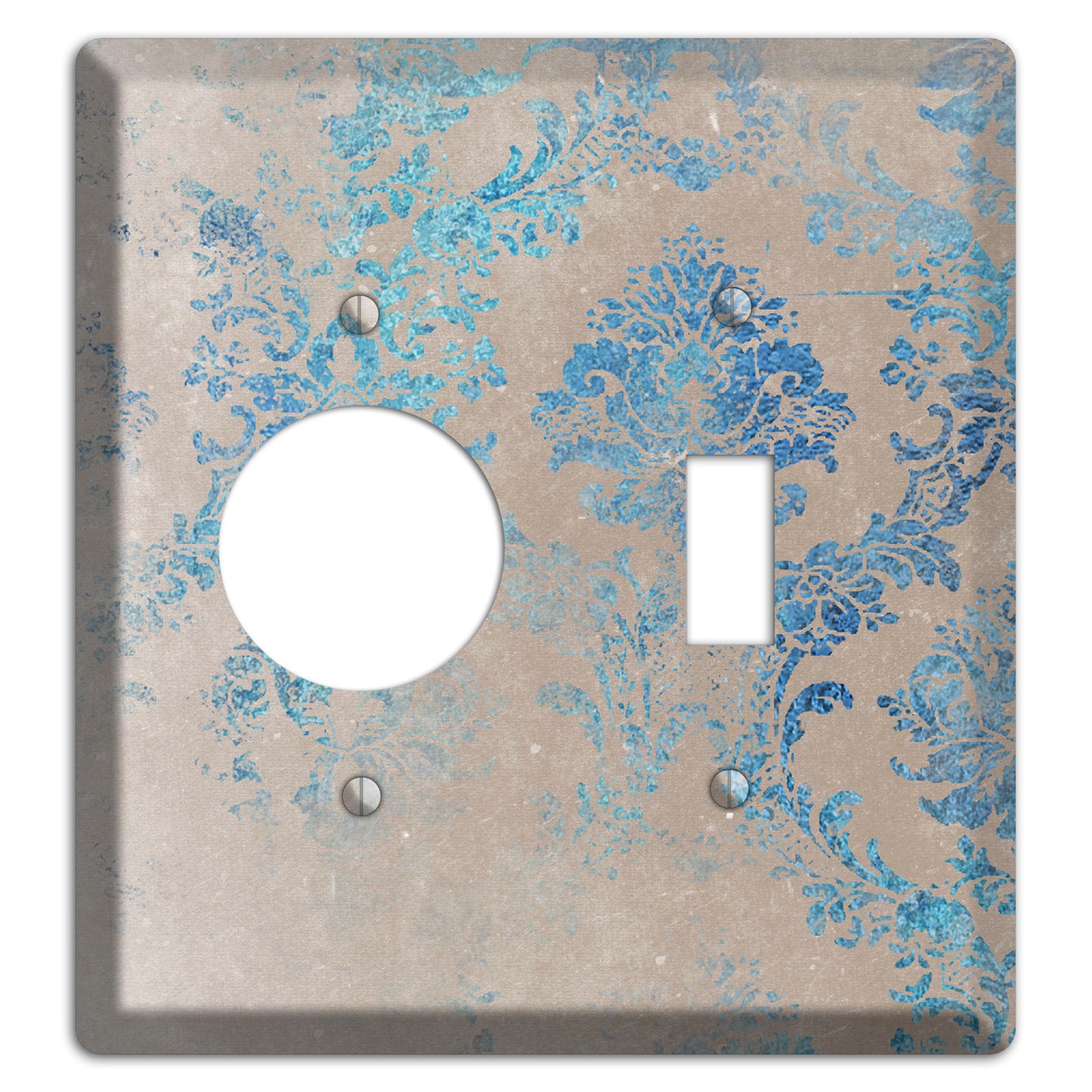 Pewter Whimsical Damask Receptacle / Toggle Wallplate