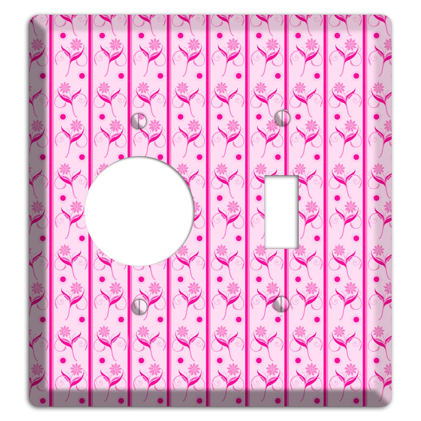 Pink Floral Pattern Receptacle / Toggle Wallplate