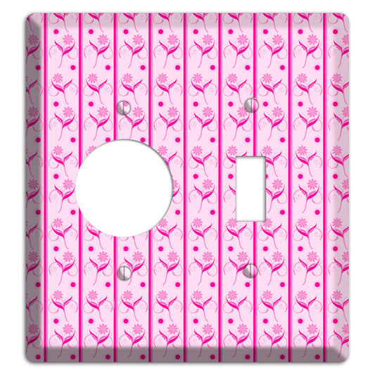 Pink Floral Pattern Receptacle / Toggle Wallplate