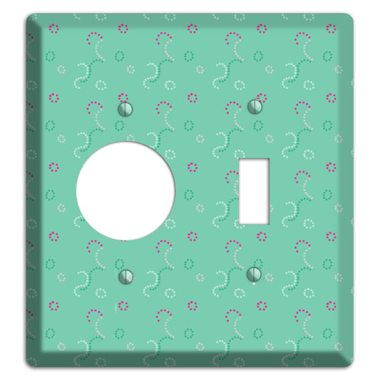 Multi Aqua with Fuschia Stipple Receptacle / Toggle Wallplate