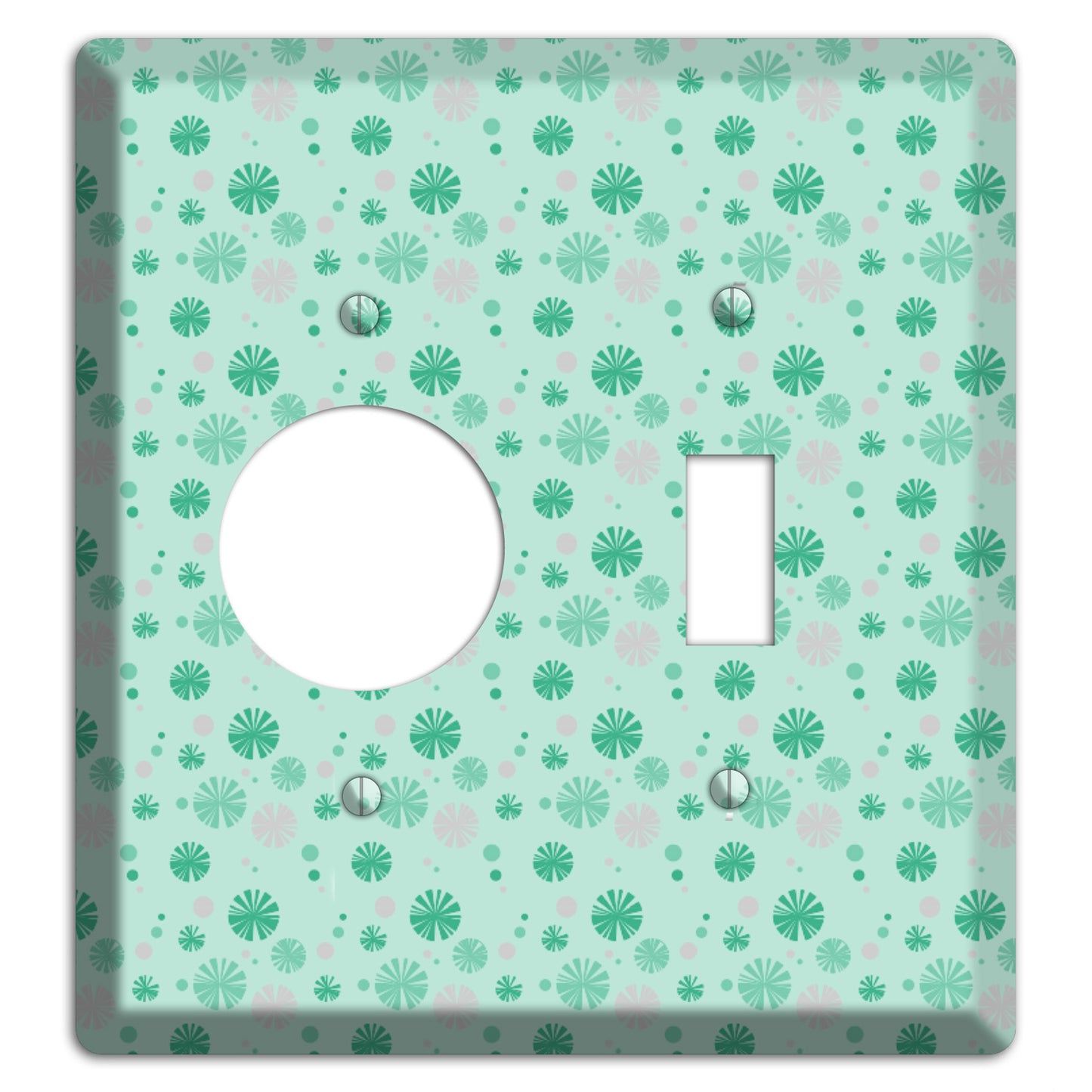 Multi Aqua and Grey Retro Burst Receptacle / Toggle Wallplate