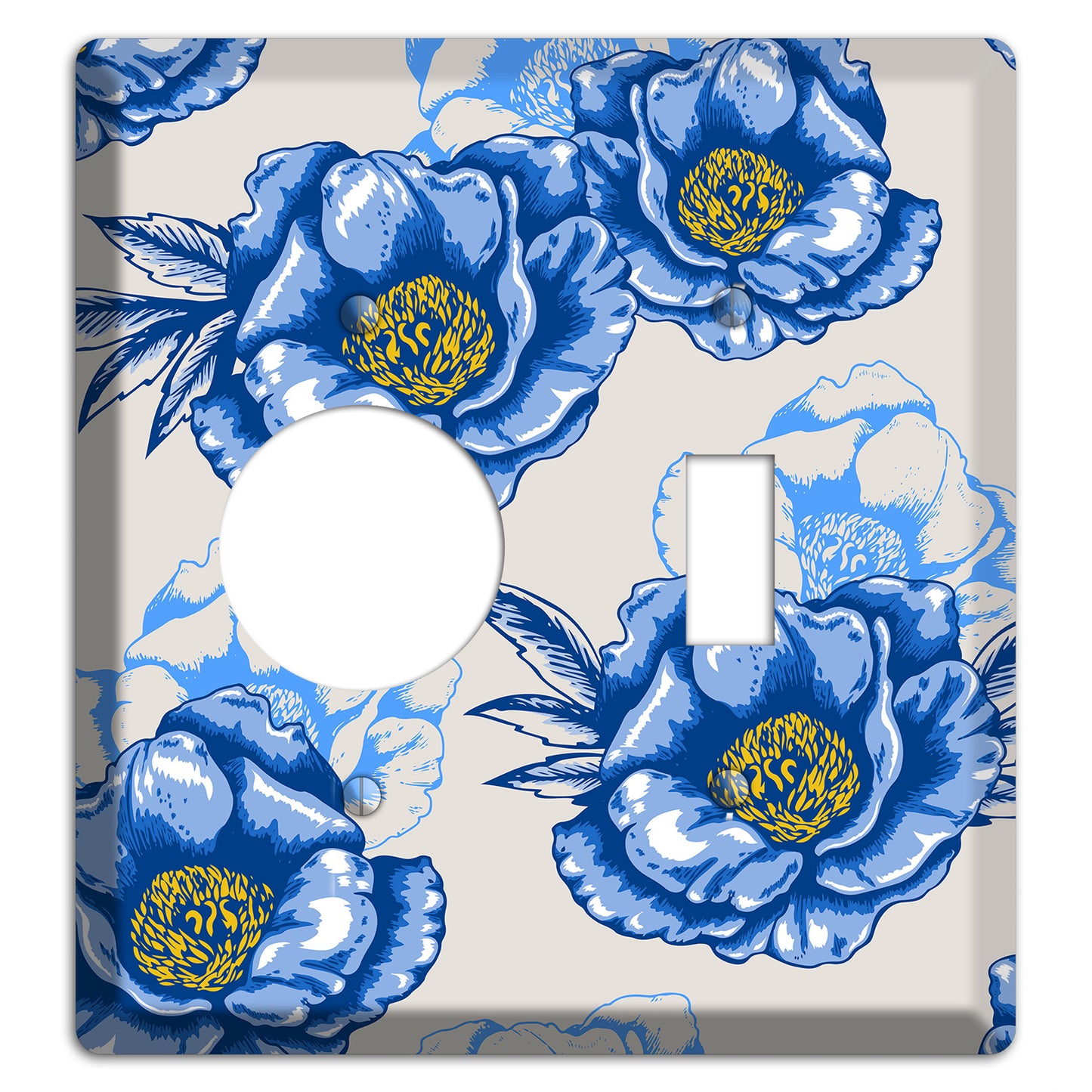 Blue Peony Receptacle / Toggle Wallplate