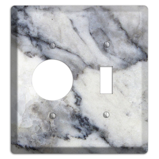 White and Grey Marble Receptacle / Toggle Wallplate