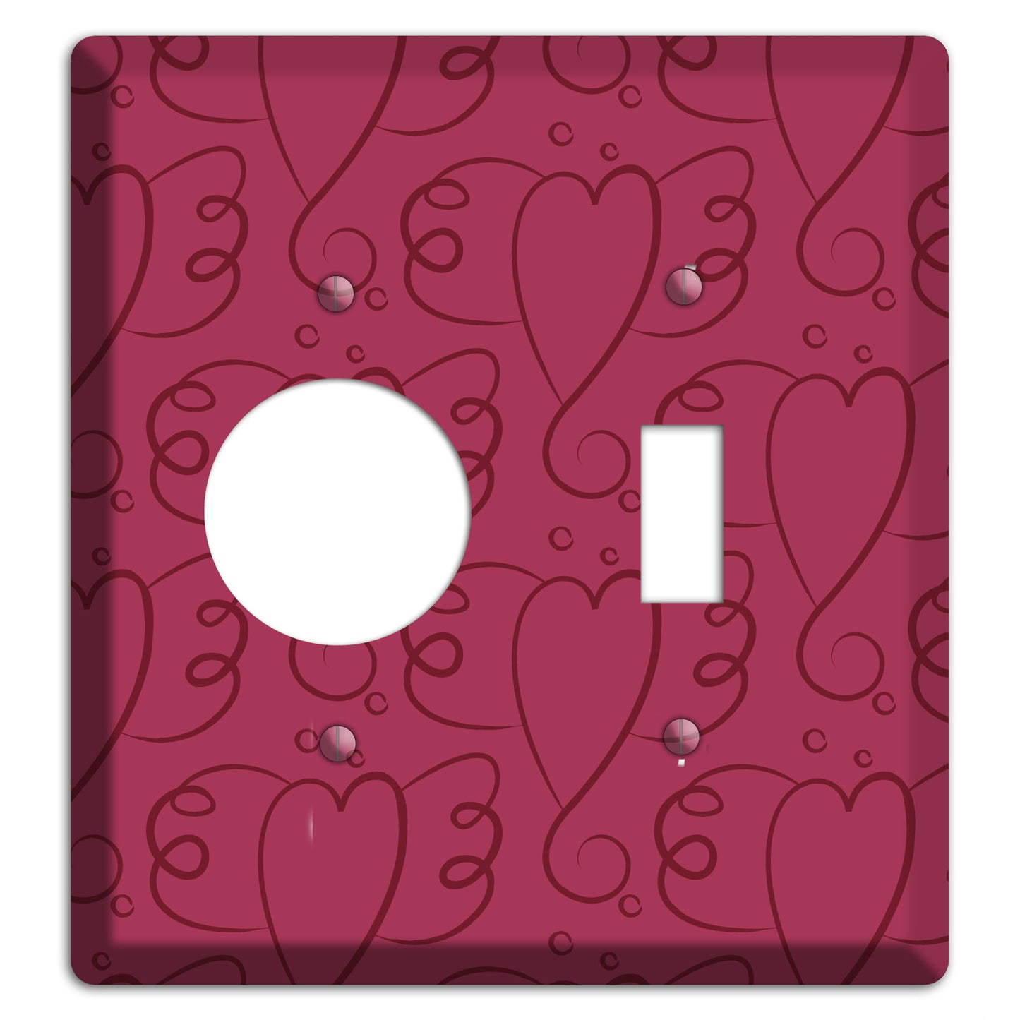 Fuschia Winged Hearts Receptacle / Toggle Wallplate