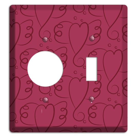 Fuschia Winged Hearts Receptacle / Toggle Wallplate