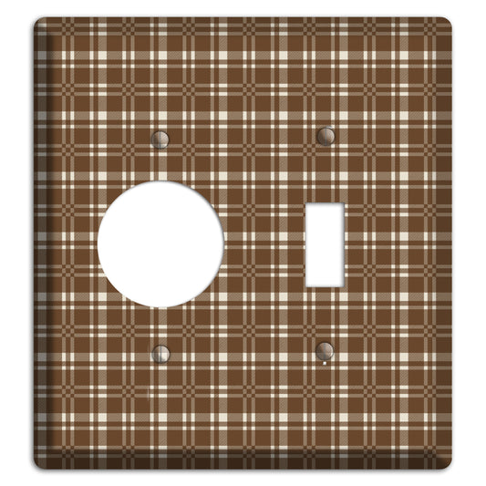 Medium Brown Plaid Receptacle / Toggle Wallplate