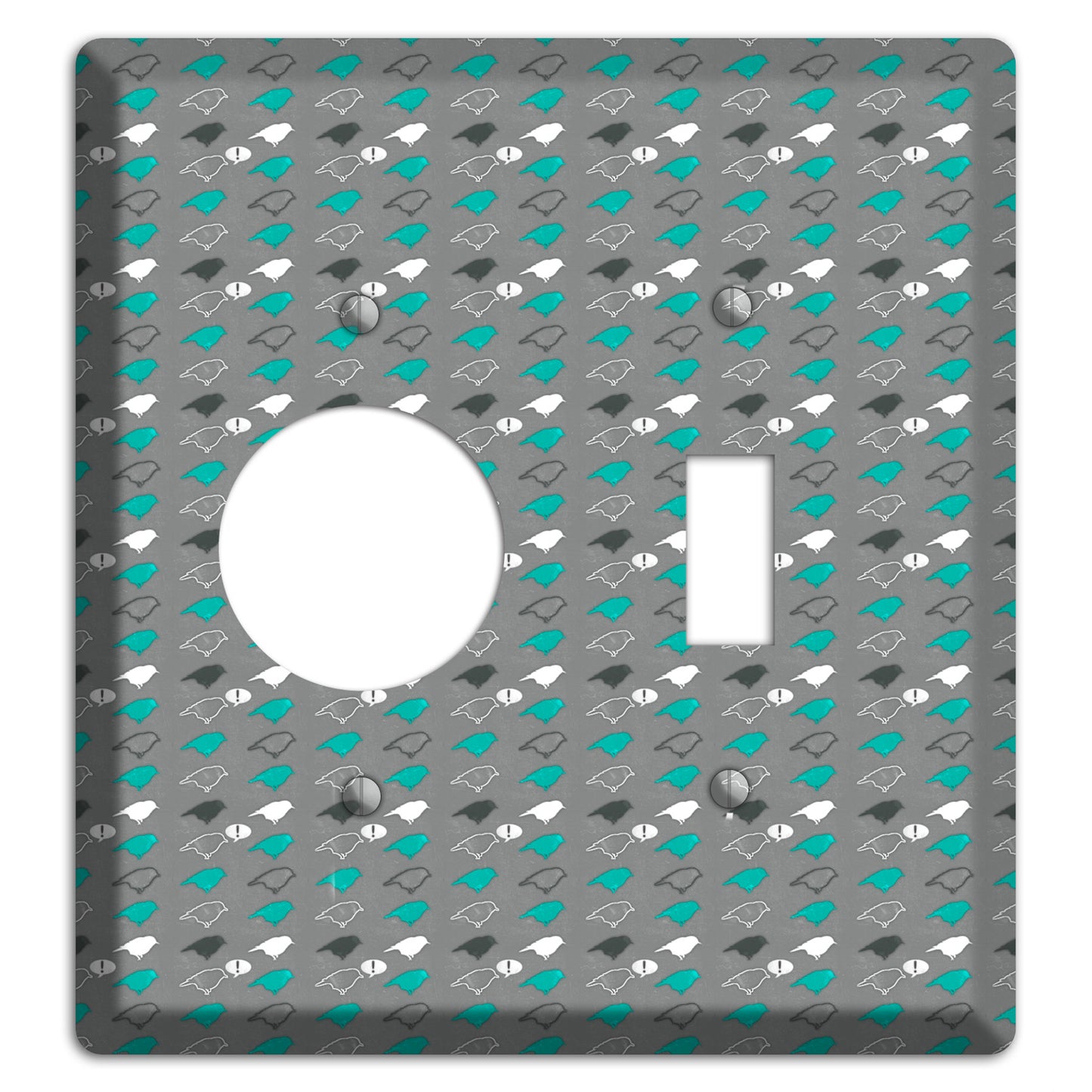 Grey with Small Green Birds Receptacle / Toggle Wallplate