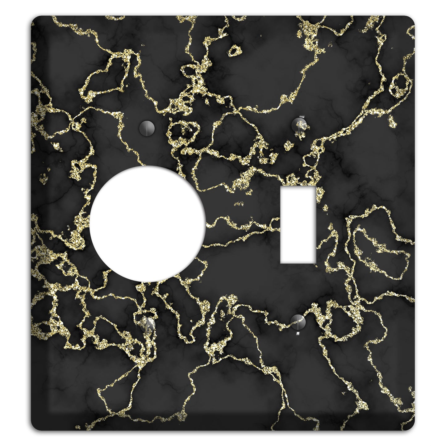 Black and Gold Marble Shatter Receptacle / Toggle Wallplate