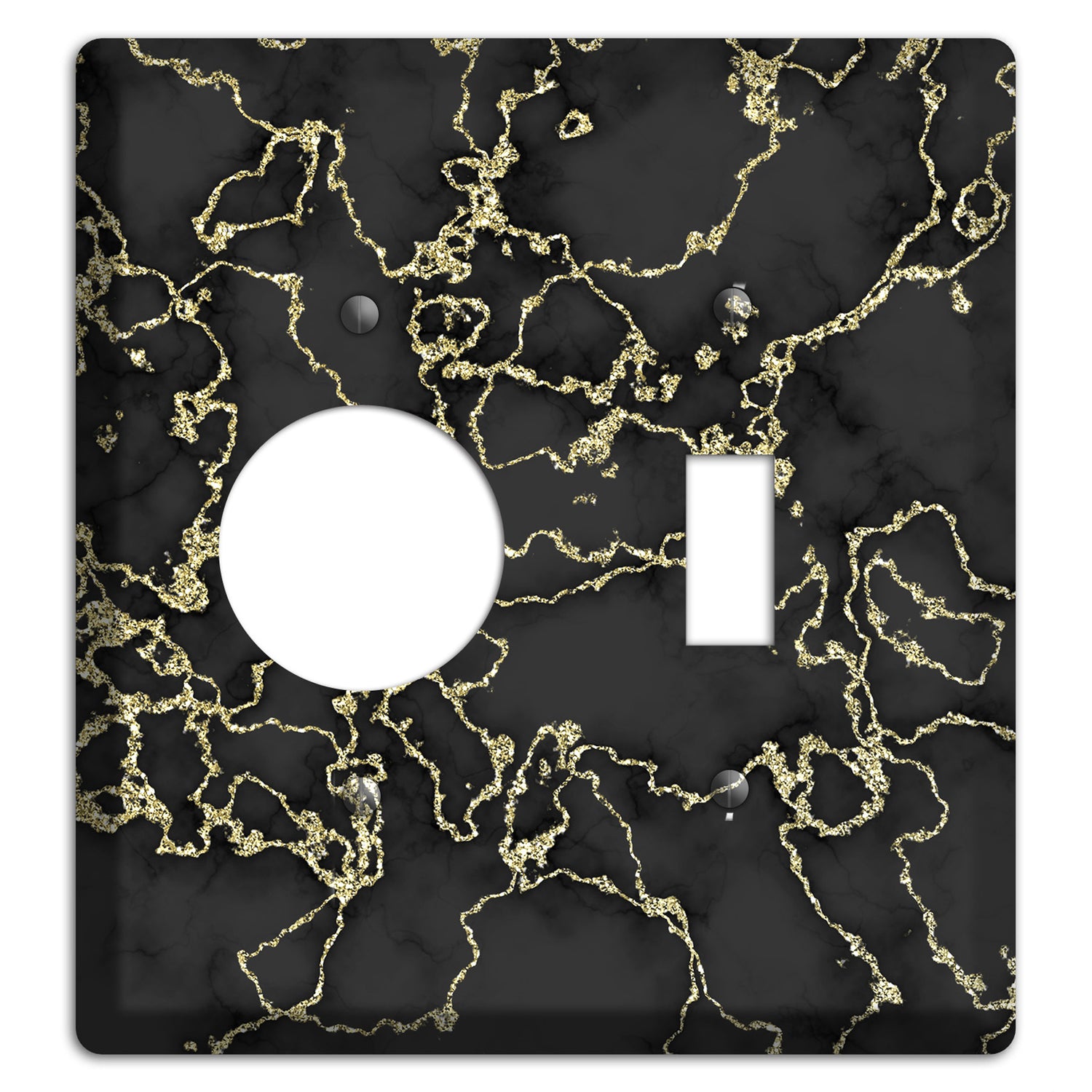 Black and Gold Marble Shatter Receptacle / Toggle Wallplate