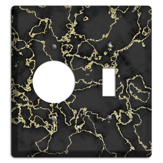 Black and Gold Marble Shatter Receptacle / Toggle Wallplate