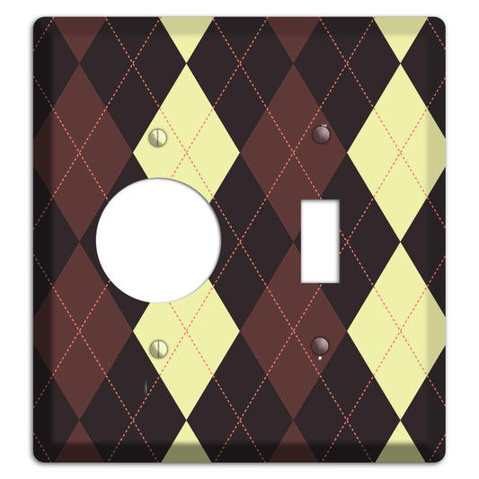 Maroon and Yellow Argyle Receptacle / Toggle Wallplate