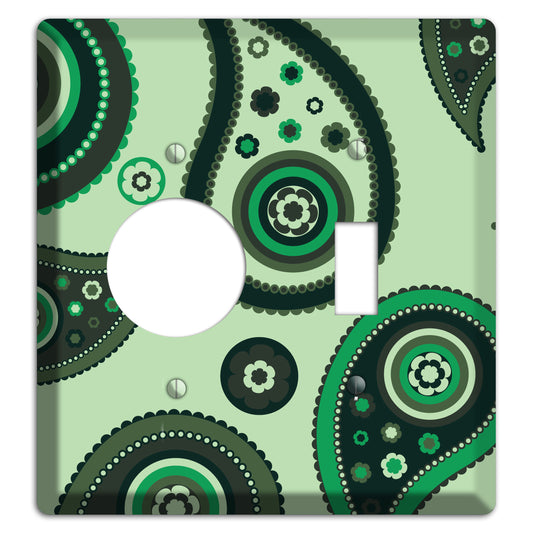 Green Paisley Receptacle / Toggle Wallplate