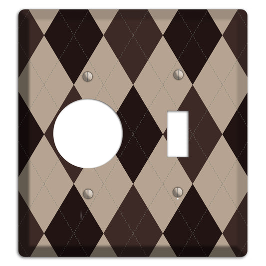 Brown and Beige Argyle Receptacle / Toggle Wallplate