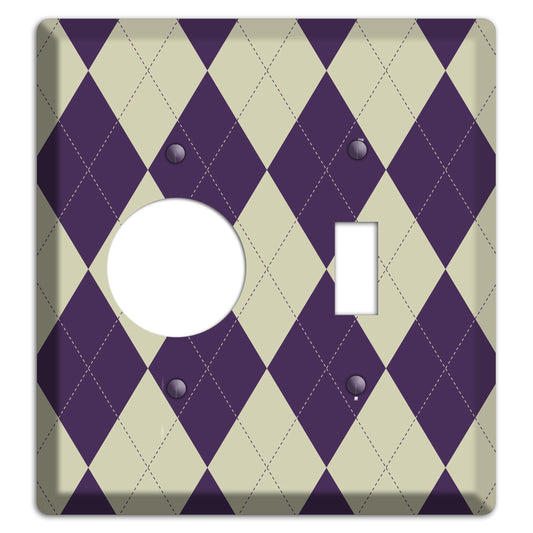 Purple and Tan Argyle Receptacle / Toggle Wallplate