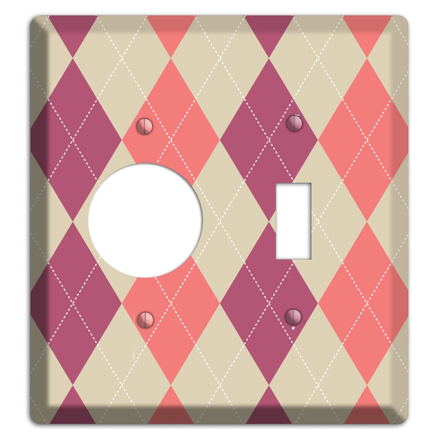 Pink and Tan Argyle Receptacle / Toggle Wallplate