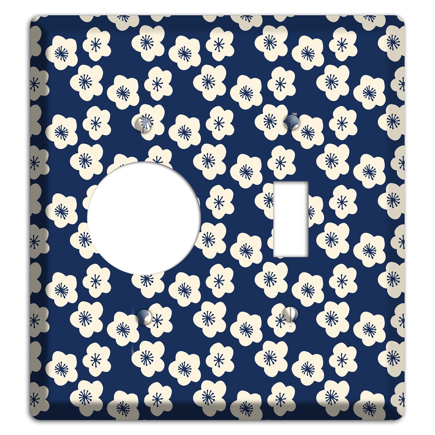 Navy Blossoms Receptacle / Toggle Wallplate