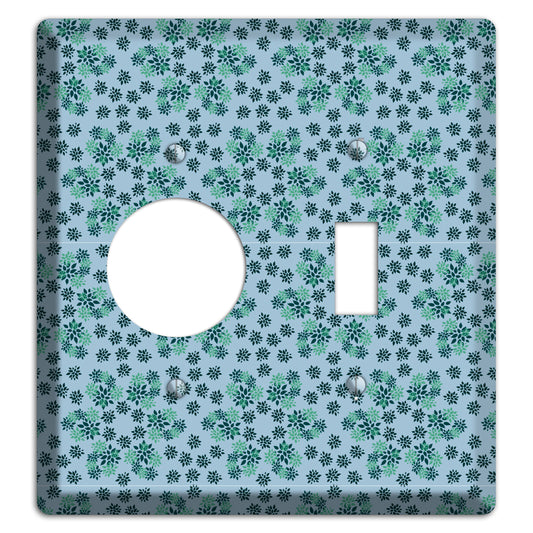 Blue with Multi Green Calico Receptacle / Toggle Wallplate