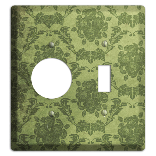 Green Smoke Vintage Rose Damask Receptacle / Toggle Wallplate