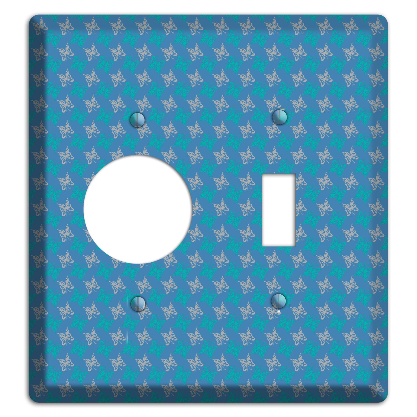 Blue with White and Turquoise Butterflies Receptacle / Toggle Wallplate