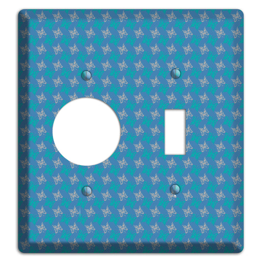 Blue with White and Turquoise Butterflies Receptacle / Toggle Wallplate