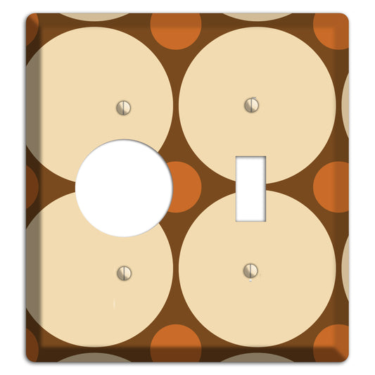 Brown with Beige and Umber Multi Tiled Large Dots Receptacle / Toggle Wallplate