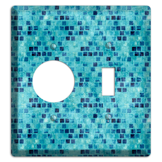 Turquoise Grunge Tile Receptacle / Toggle Wallplate