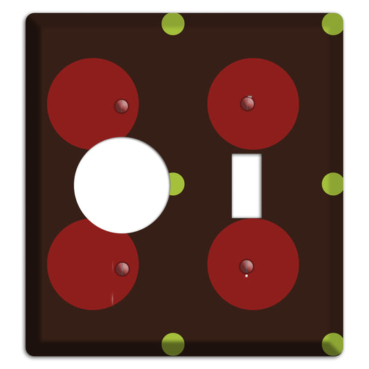 Brown with Red and Green Multi Medium Polka Dots Receptacle / Toggle Wallplate