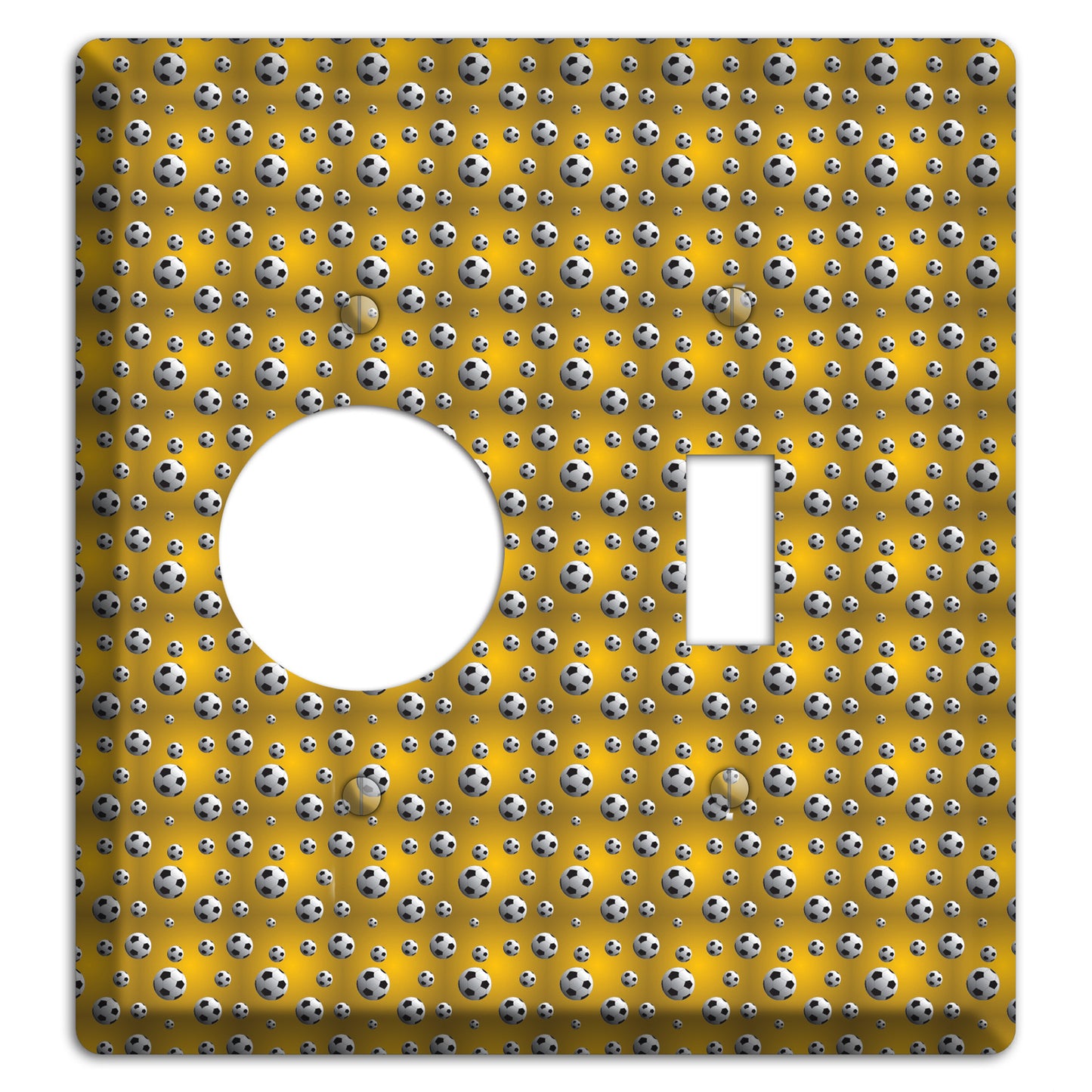 Yellow with Soccer Balls Receptacle / Toggle Wallplate