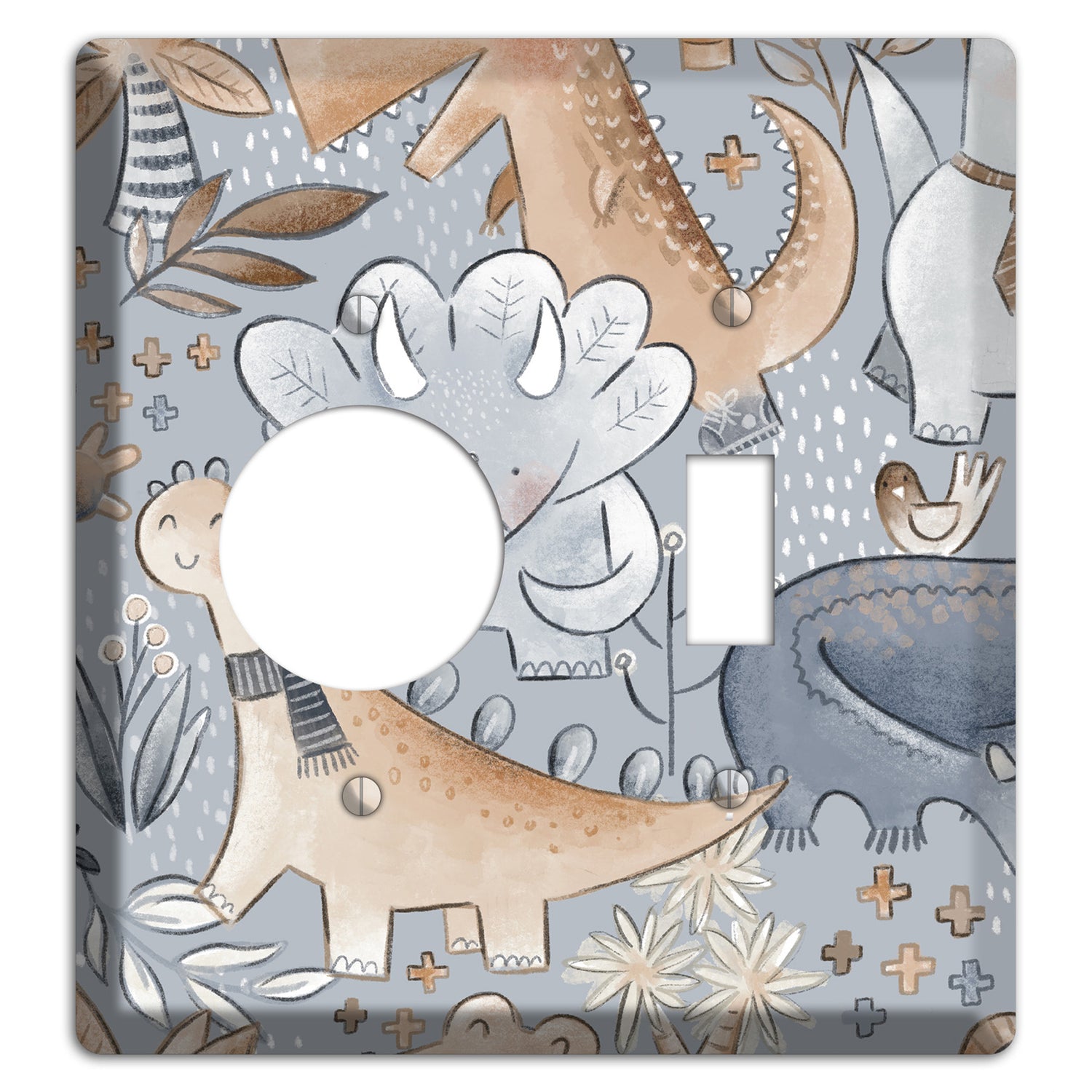 Dinosaur Friends Receptacle / Toggle Wallplate