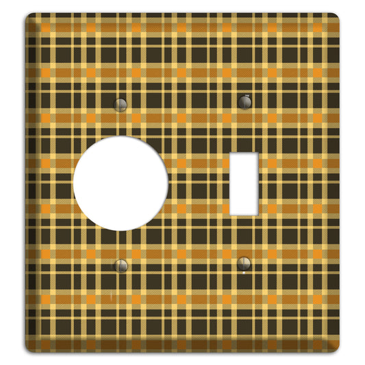 Mustard and Black Plaid Receptacle / Toggle Wallplate