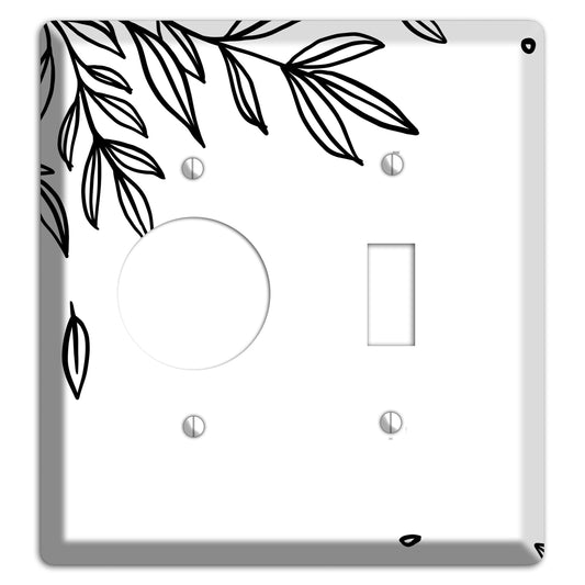 Hand-Drawn Floral 3 Receptacle / Toggle Wallplate